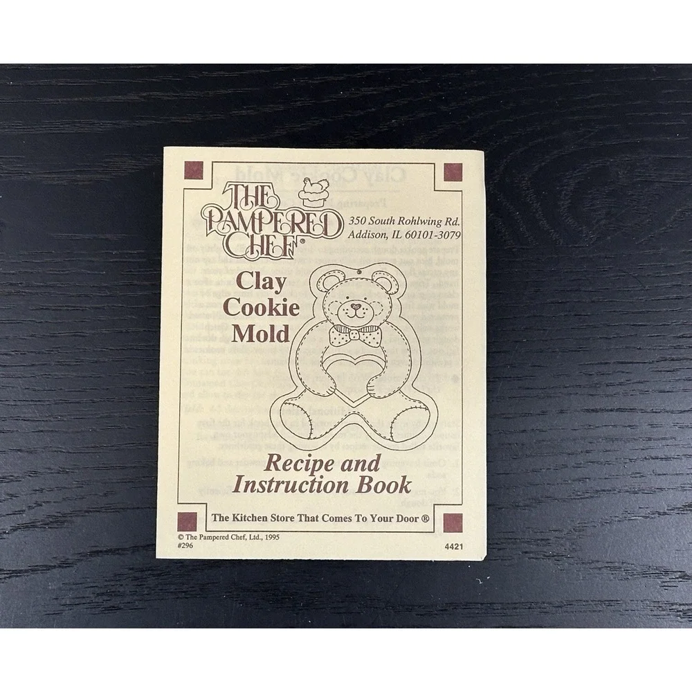 The Pampered Chef 1991‎ TEDDY BEAR Cookie Mold W/ Recipe Instruction Book NEW